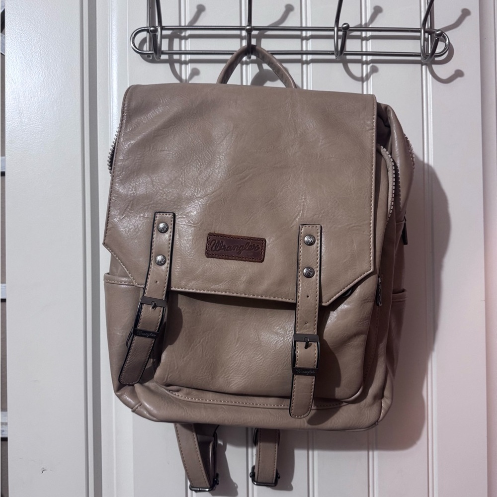 Wrangler Taupe Leather Backpack for Men